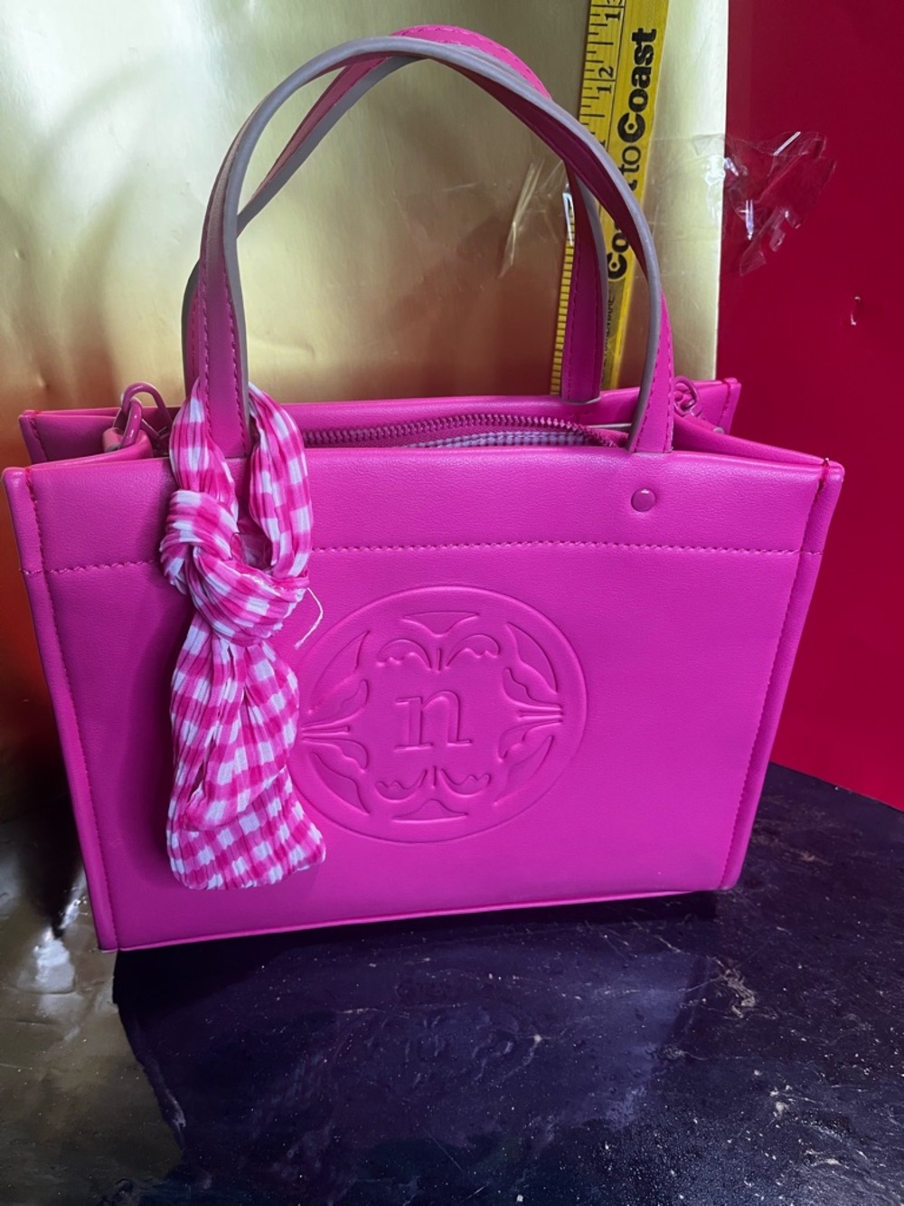 Nanette Lepore Hot Pink Satchel Tote with Signature Medallion